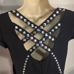 BEBE Embellished Black Dress